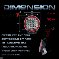 Led Work Light JALN7 96W 9Inchs Car Driving Lights Fog Light Off Road Lamp Car Boat Truck SUV JEEP ATV Led Light