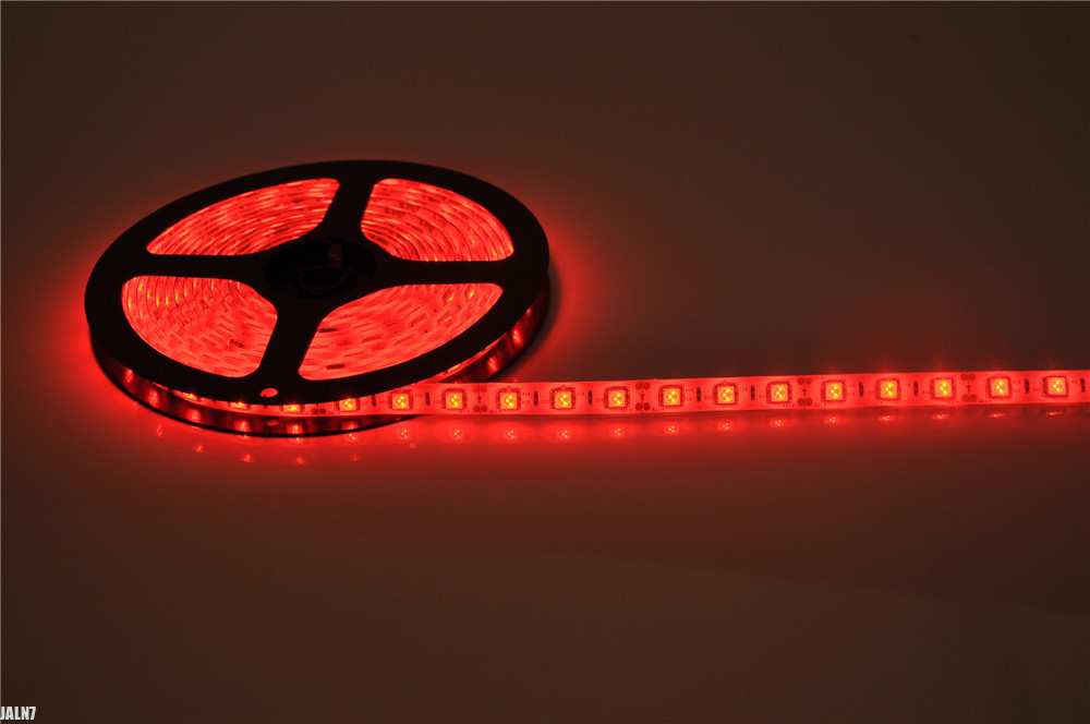 LED strip 5050 smd light 12V 24V IP65 RED 60LEDs per meter 300LEDs 5m 3 resistences