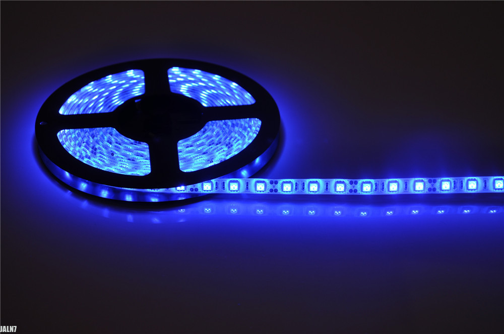 LED strip 5050 smd light 12V 24V IP65 BLUE 60LEDs per meter 300LEDs 5m 3 resistences