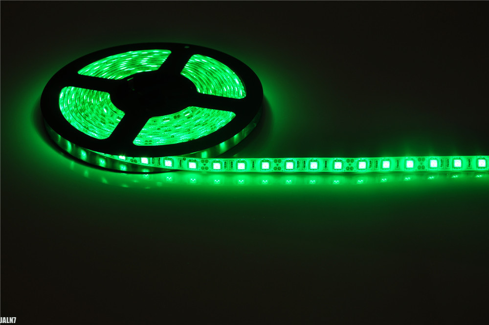 LED strip 5050 smd light 12V 24V IP65 GREEN 60LEDs per meter 300LEDs 5m 3 resistences