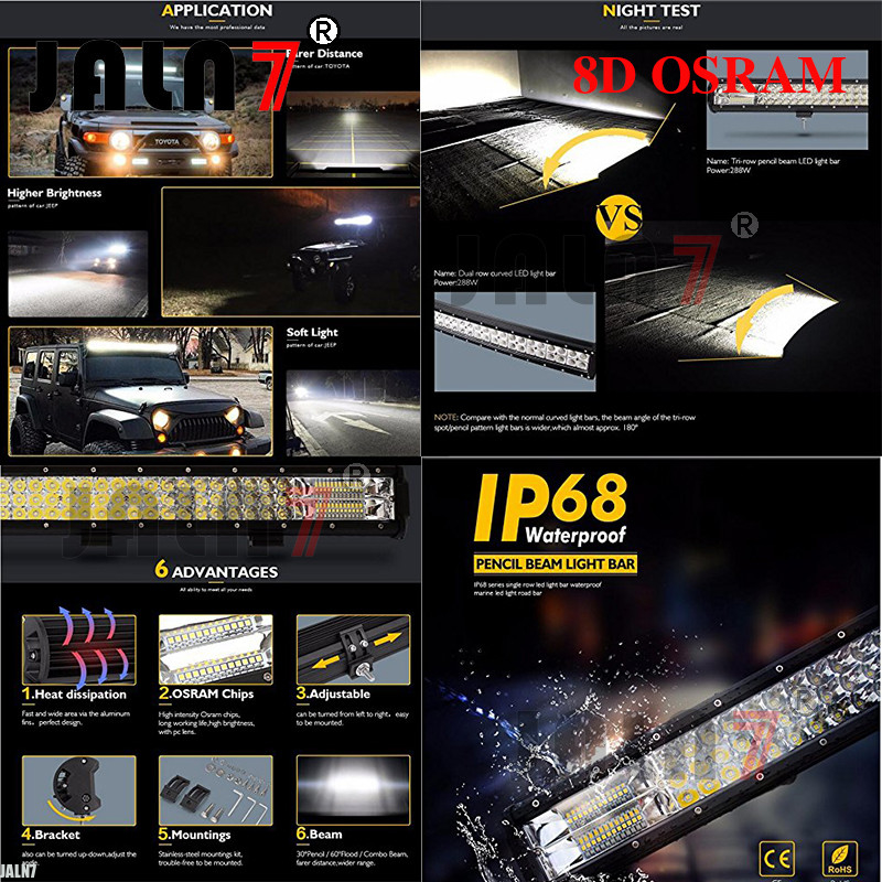 288W 31680LM OSRAM 20 INCH 8D LED LIGHT BAR JALN7